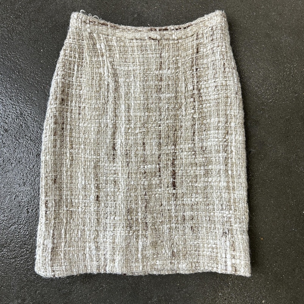 Vintage Beige Tweed Pencil Skirt Womens Small Short Lined Workwear Office Career